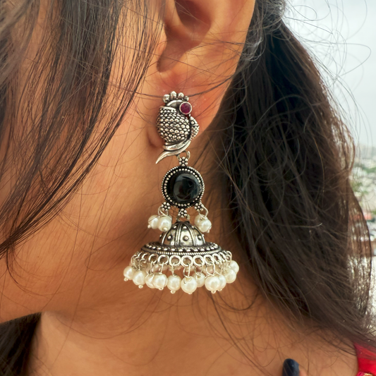 Royal Parrot Jhumkas | Whispering Wings Earrings