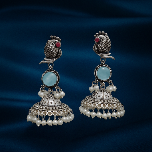 Royal Parrot Jhumkas | Whispering Wings Earrings