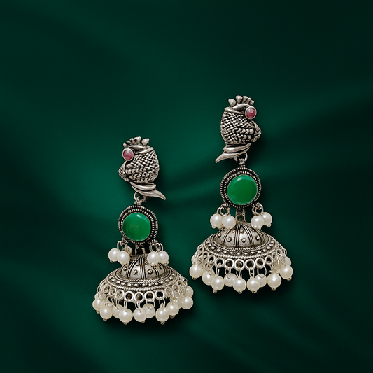 Royal Parrot Jhumkas | Whispering Wings Earrings