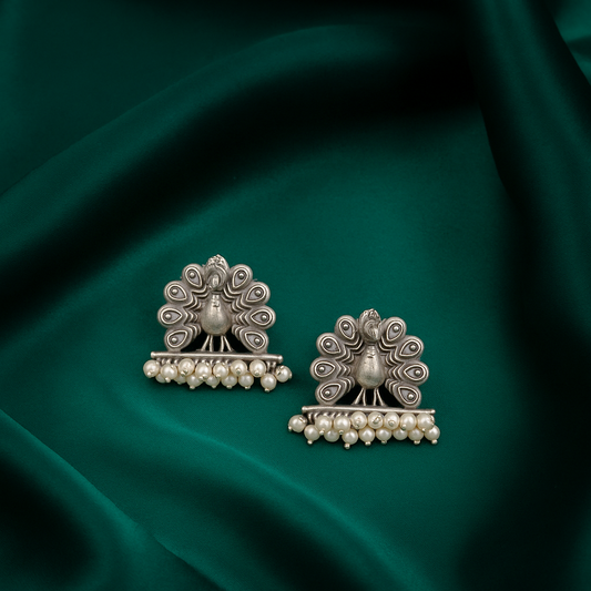 Mayuri with Pearl Drops | Whispering Wings Earrings