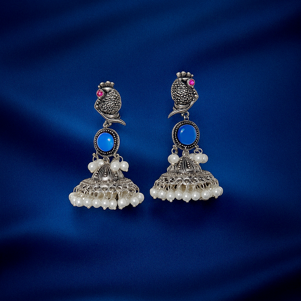 Royal Parrot Jhumkas | Whispering Wings Earrings