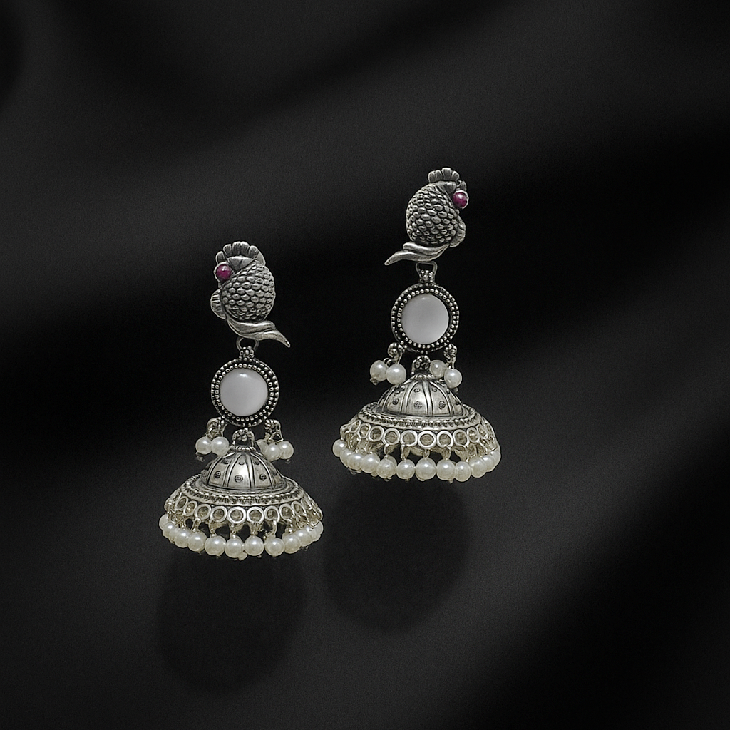Royal Parrot Jhumkas | Whispering Wings Earrings
