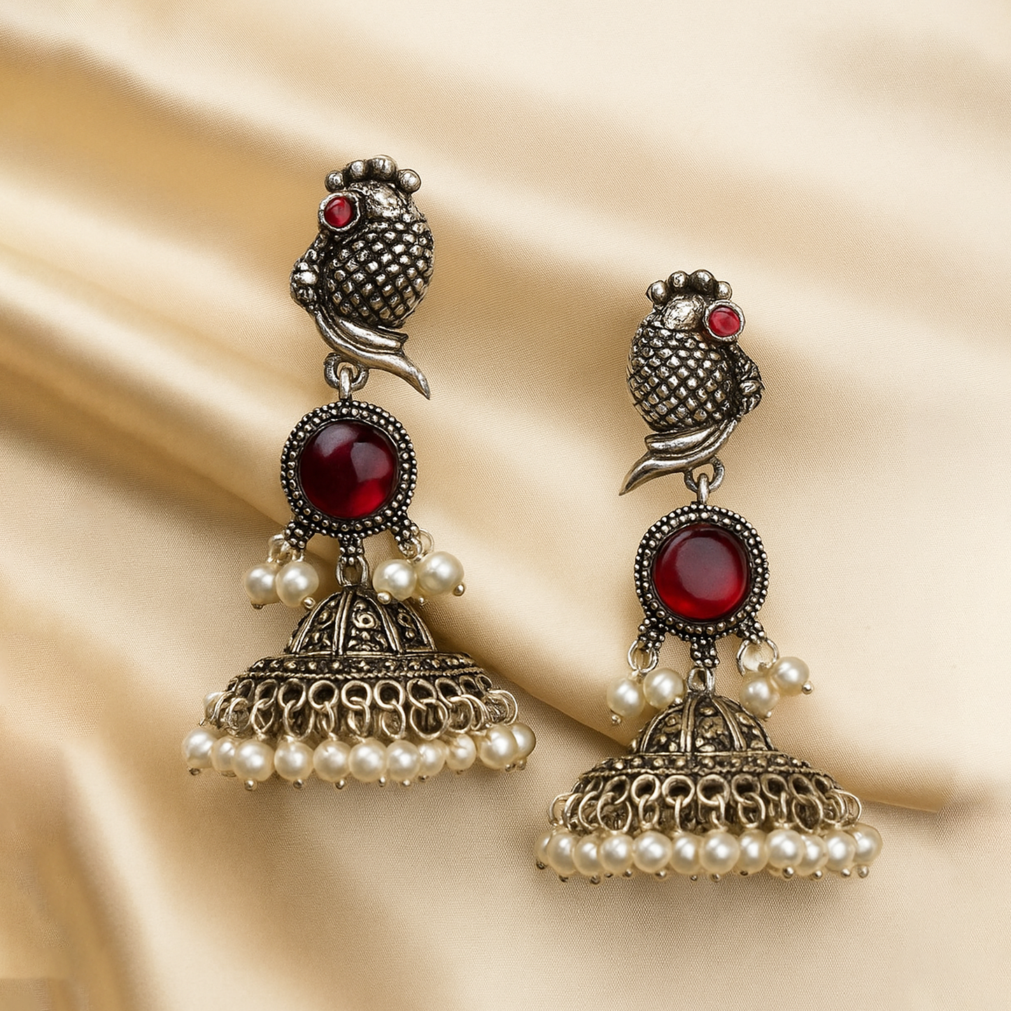 Royal Parrot Jhumkas | Whispering Wings Earrings