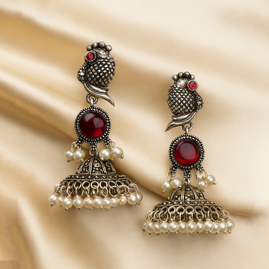 Royal Parrot Jhumkas | Whispering Wings Earrings