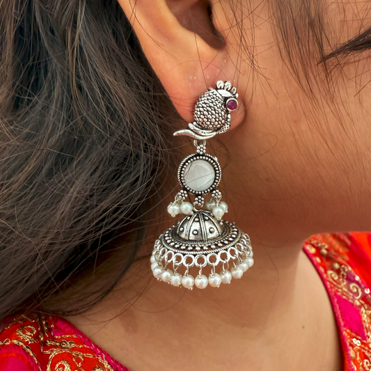 Royal Parrot Jhumkas | Whispering Wings Earrings
