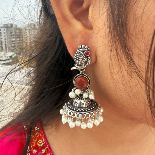 Royal Parrot Jhumkas | Whispering Wings Earrings