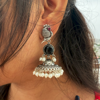 Royal Parrot Jhumkas | Whispering Wings Earrings
